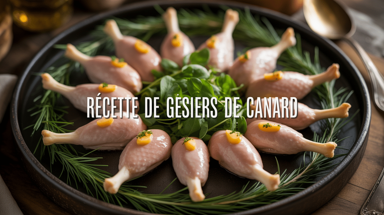 Assiette rustique de recette de gésiers de canard dorés