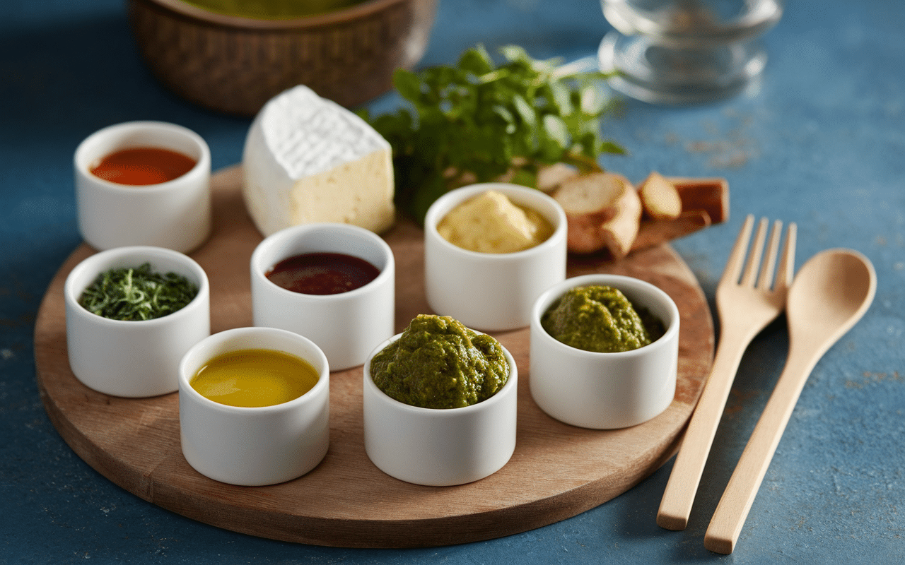 accompagnement purée sauces et condiments variés