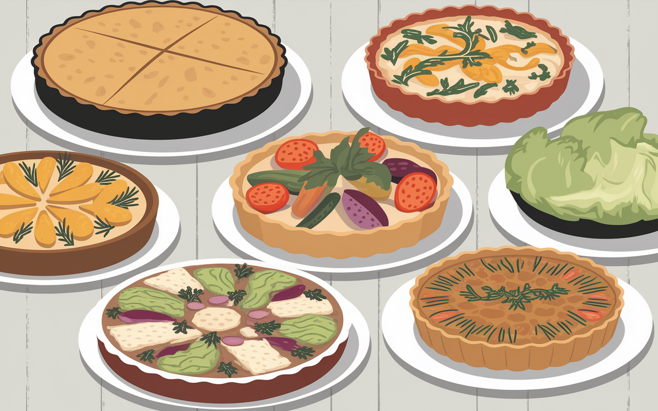 Variétés de tartes salées avec pâte sablée toute prête