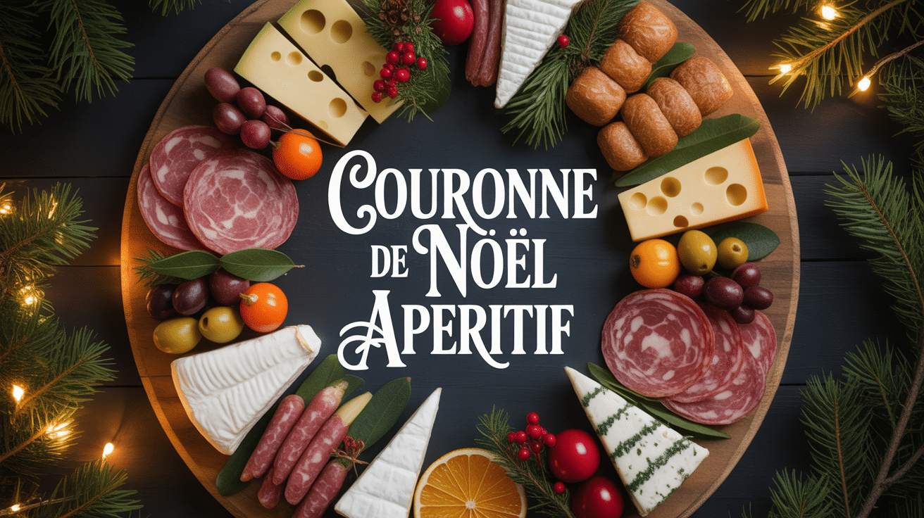 couronne de noel aperitif vue d'ensemble festive