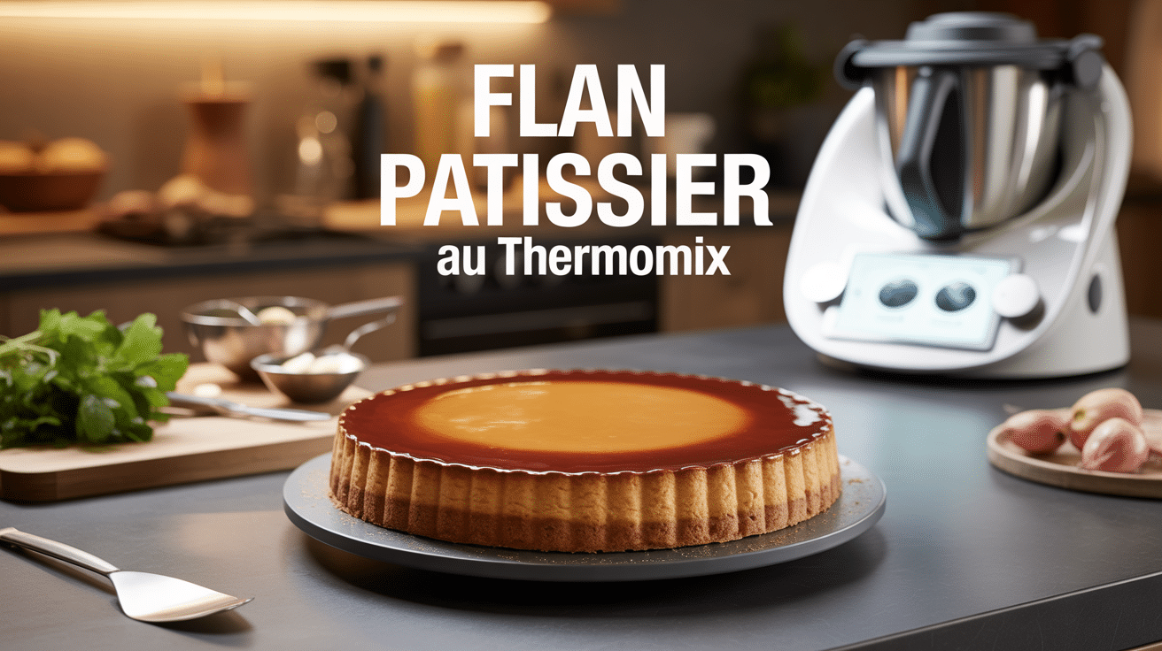 Flan patissier thermomix dore avec robot blanc