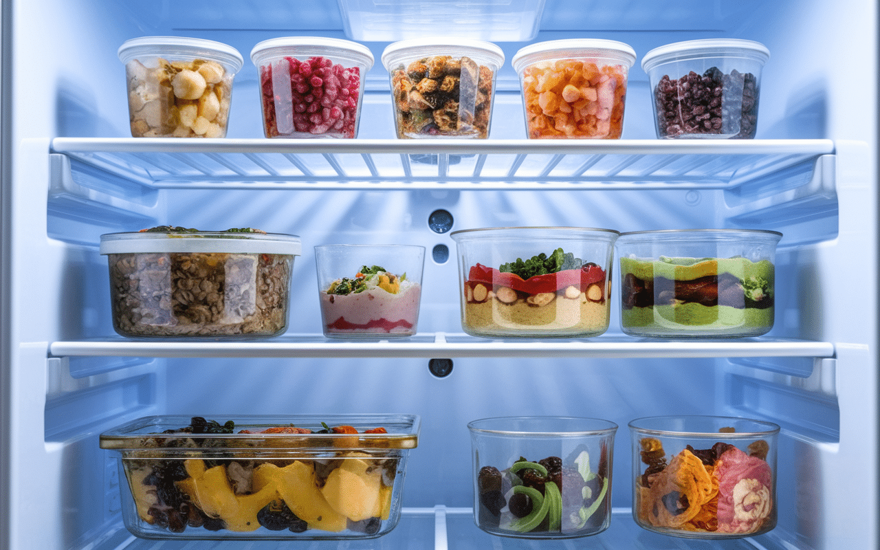 Réfrigérateur avec plats festifs à faire la veille prêts