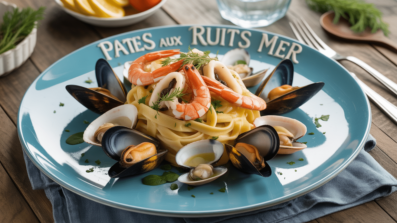 Pates aux fruits de mer linguines moules crevettes calamars