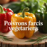 trois poivrons farci vegetarien riz et legumes