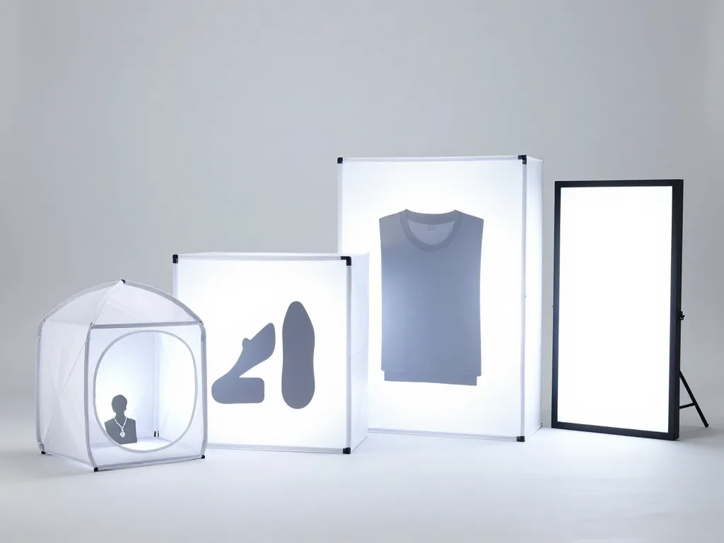 lightbox équipements photo et affiche, comparaison tailles