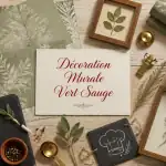 Décoration murale vert sauge flat lay échantillons et accessoires
