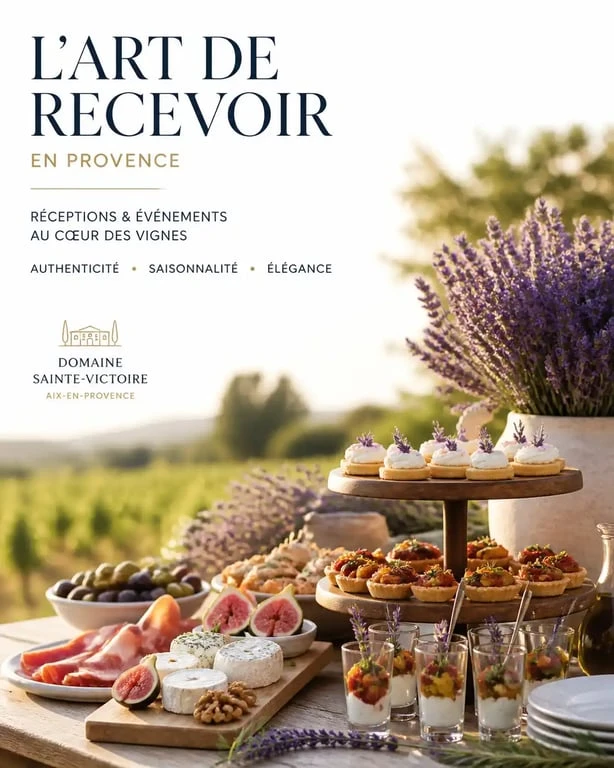 Buffet de réception gastronomique organisé par un traiteur à Aix-en-Provence dans un cadre provençal