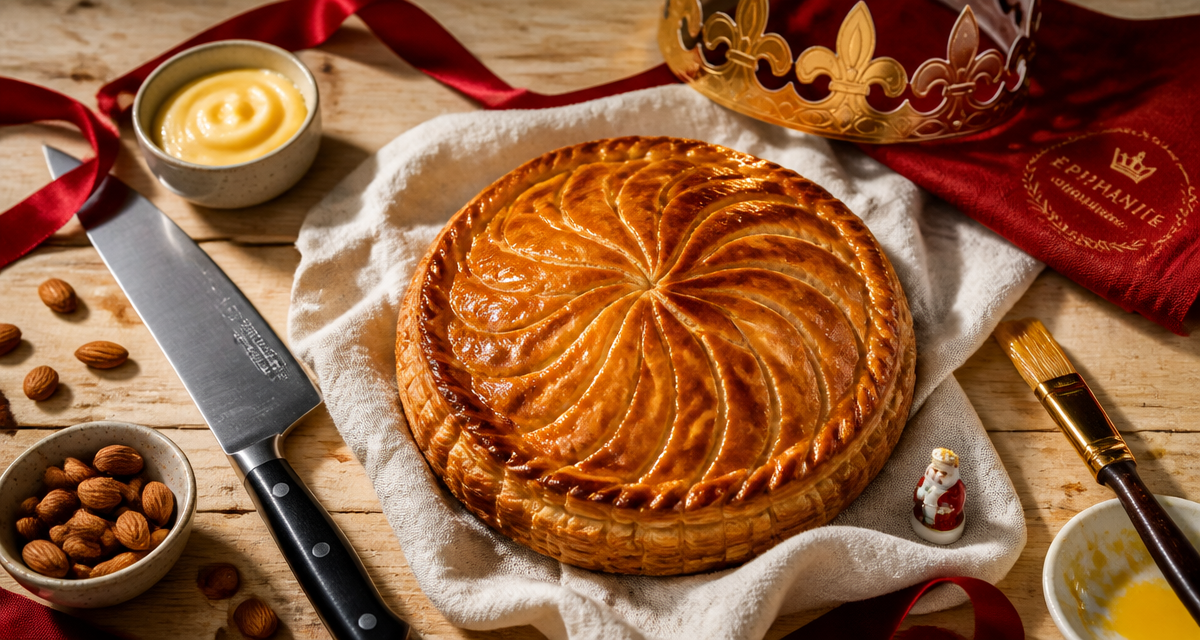 recette pour la galette des rois galette dorée sur table
