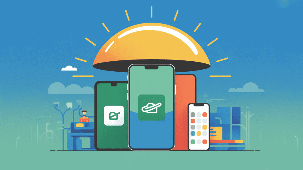 illustration assurance tous mobiles crédit agricole smartphone tablette laptop