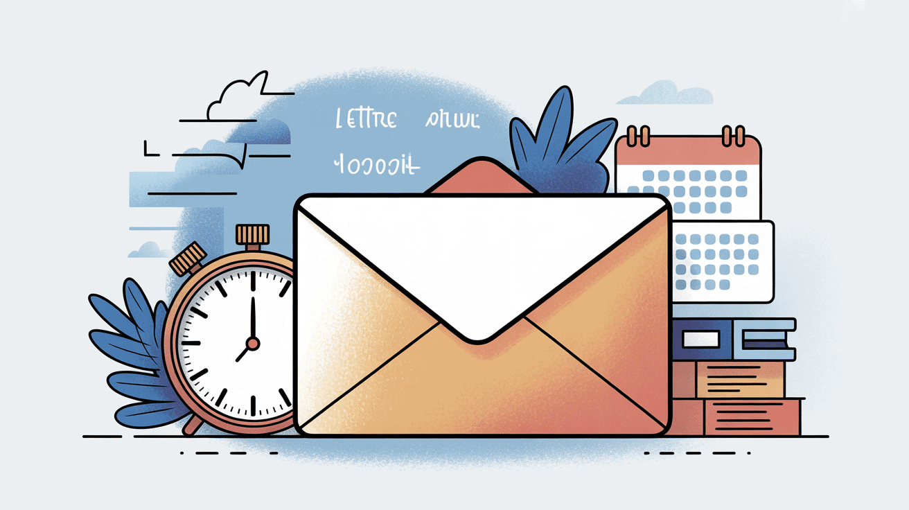 lettre recommandée délai illustration enveloppe horloge