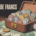 boîte remplie de pièces de francs variées