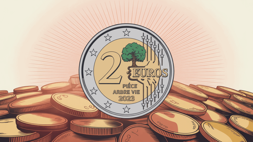 valeur pièce 2 euros arbre de vie 2023 illustration numismatique moderne