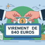 illustration virement 840 euros écran bancaire modernes