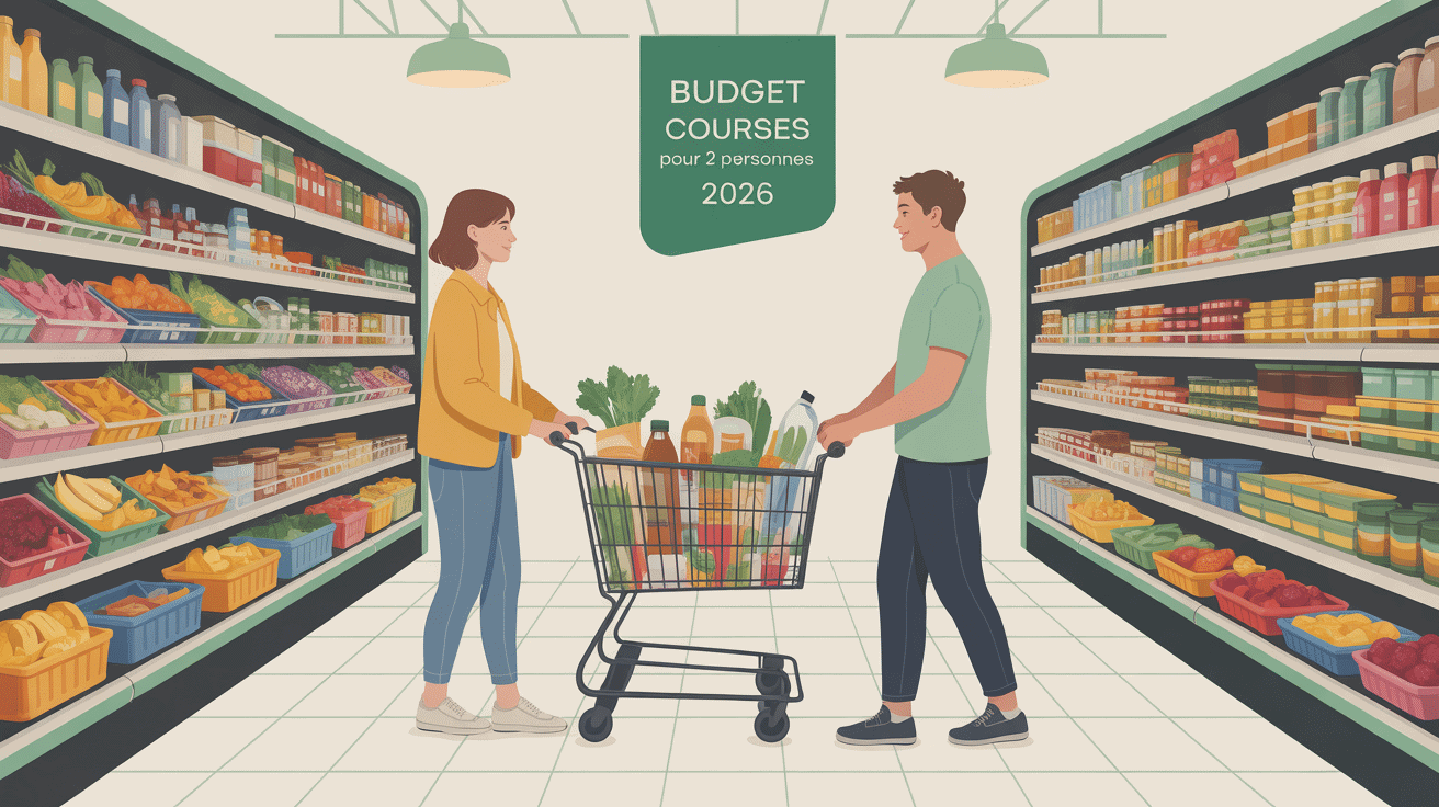 couple fait courses budget courses pour 2 personnes par mois 2024 supermarché