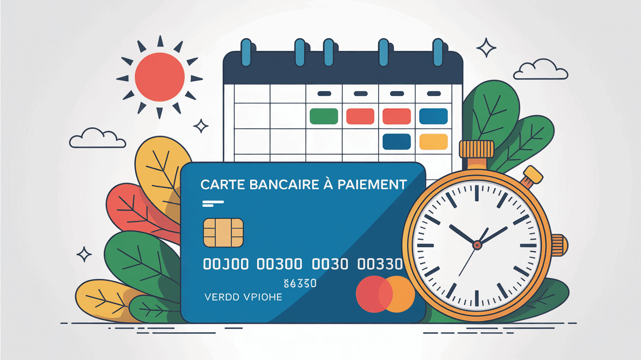 illustration carte bancaire à paiement différé sur calendrier