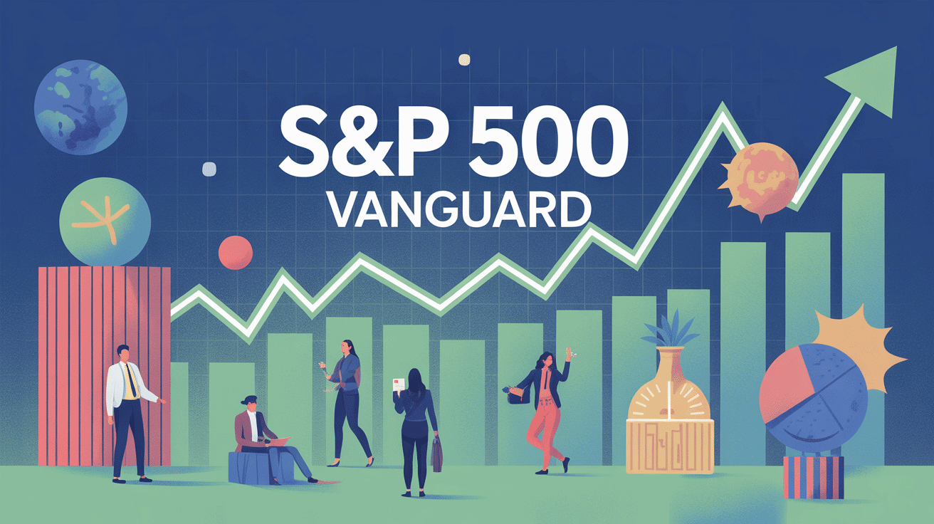 Investissement facile dans le s and p 500 vanguard, graphique et icônes