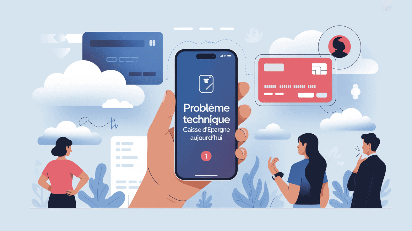 Problème technique Caisse d Épargne aujourd hui illustration smartphone et carte