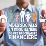 illustration aides sociales en cas de précarité financière avec solidarité et entraide