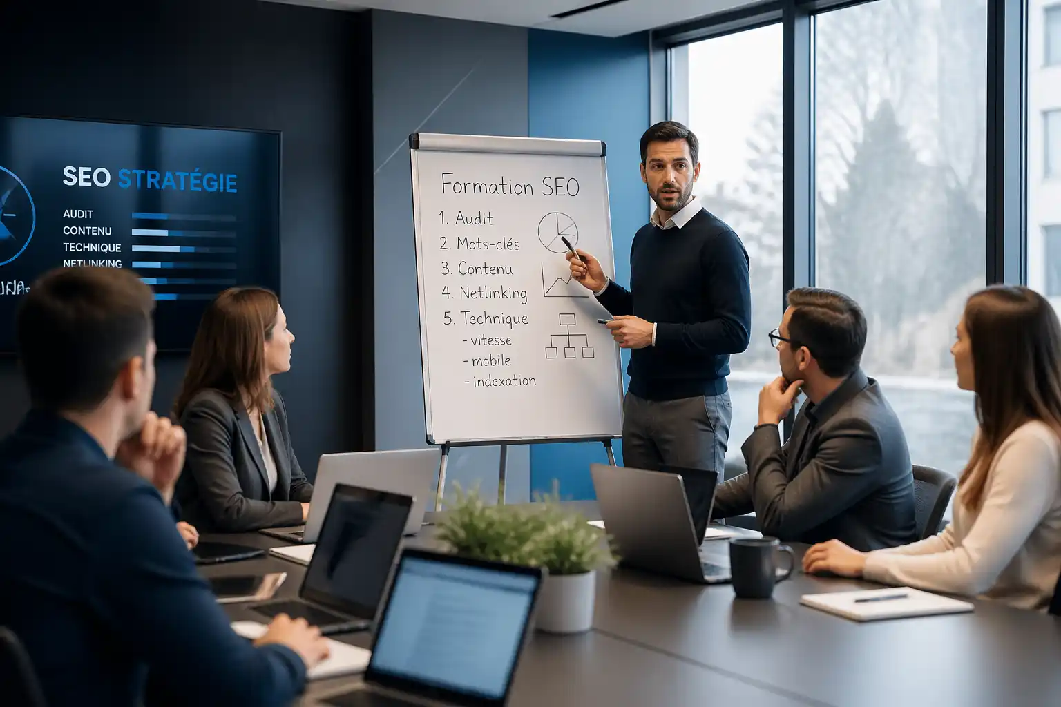 formation seo en salle de réunion premium