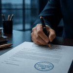 attestation bancaire signée sur bureau élégant