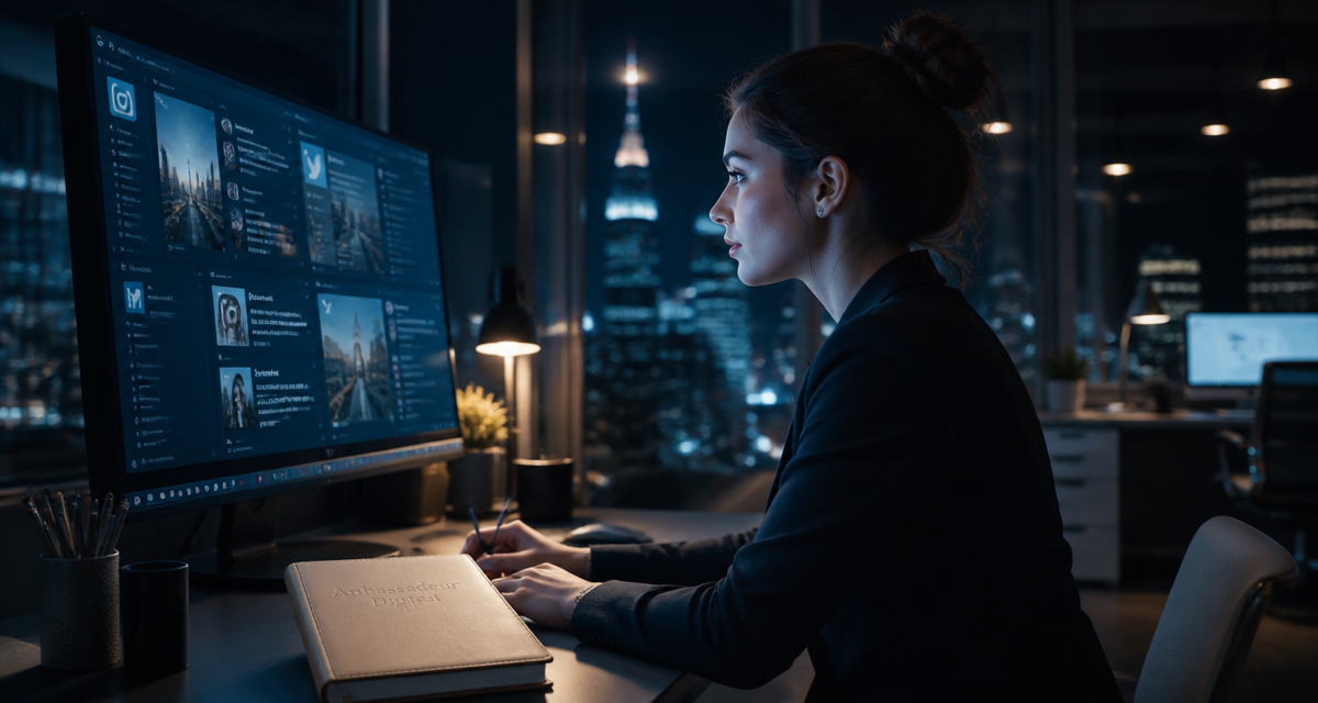 community manager c'est quoi femme devant réseaux sociaux