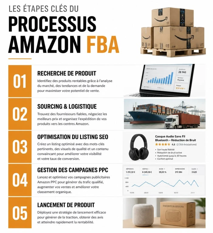 Étapes clés du processus de formation Amazon FBA pour réussir son lancement