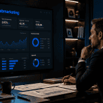 Webmarketing dashboard dans un bureau moderne