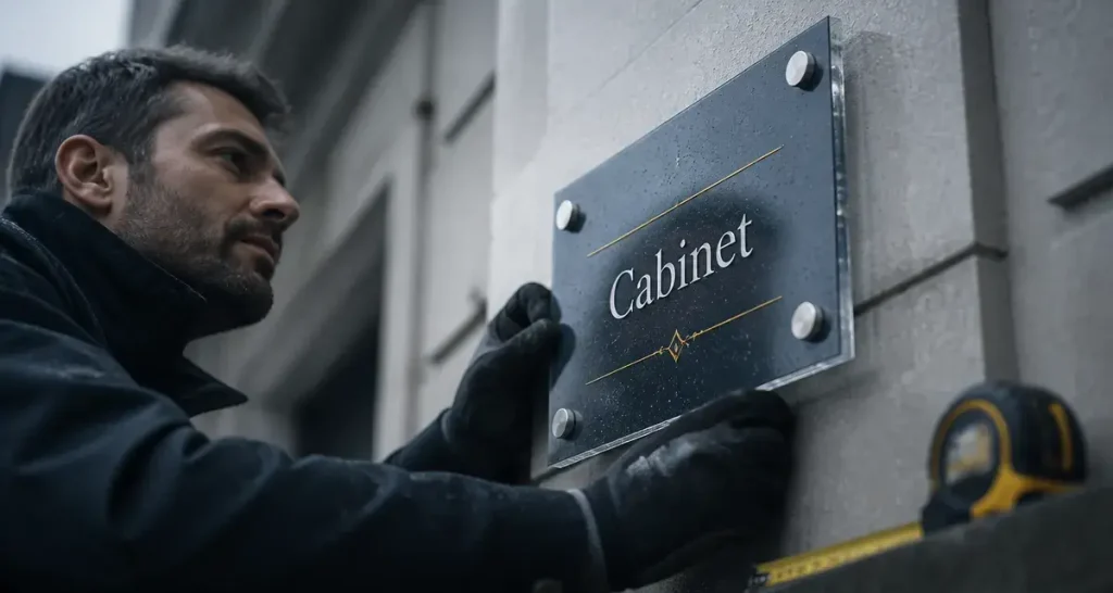 Plaque professionnelle : bien choisir ses matériaux, respecter les normes et réussir son installation