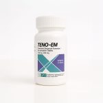 Teno-EM antiviral medication bottle by GPO - tenofovir disoproxil fumarate emtricitabine 100mg/200mg tablets, 30 count