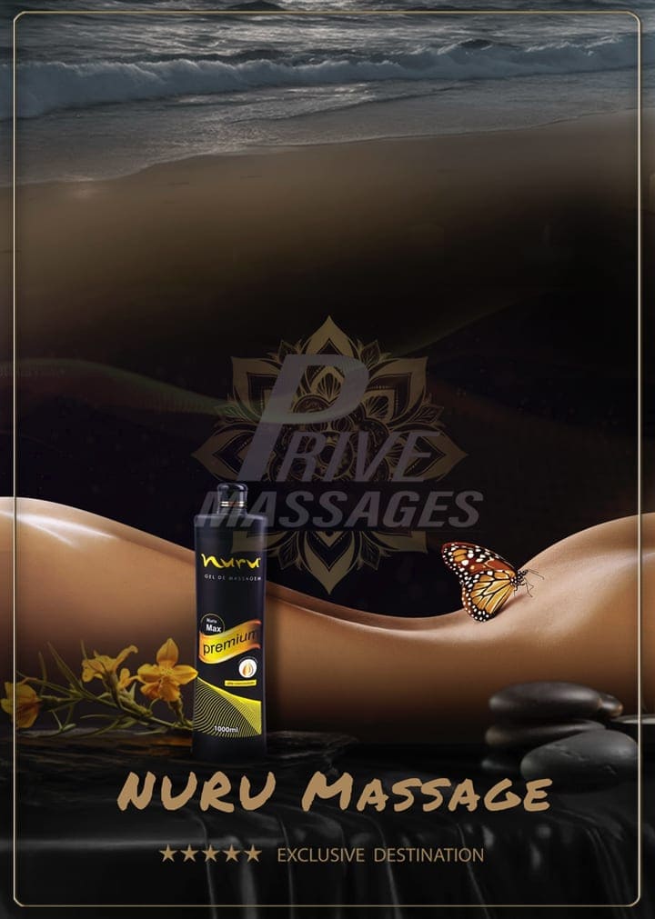 Nuru massage oil with butterfly on serene background