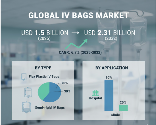 Global IV Bags Market Forecast: USD 2.31 Billion by 2032 at 6.7%