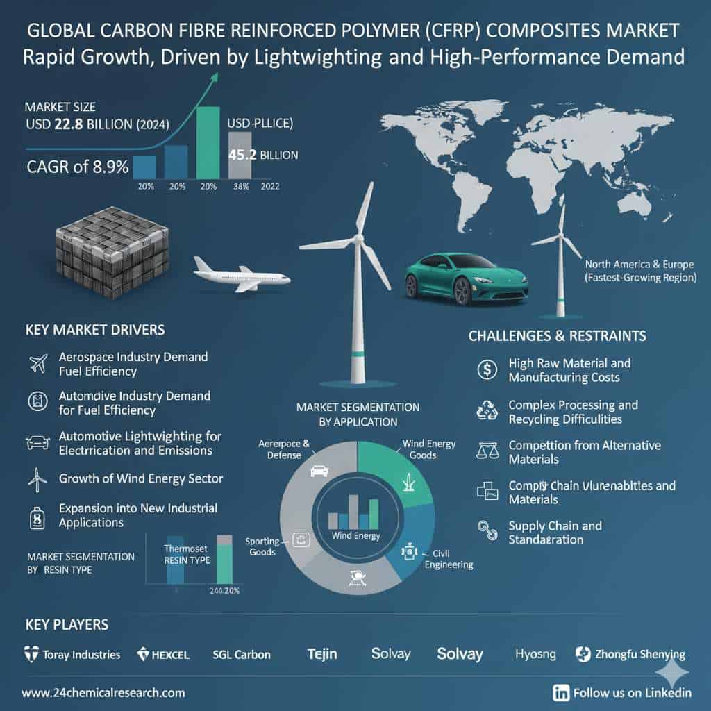 탄소 섬유 강화 폴리머(CFRP) 복합재 세계 시장, 경량화 및 고성능 수요로 인해 빠른 …