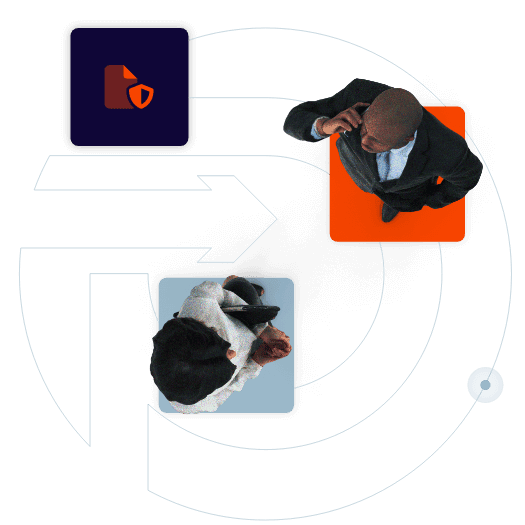 Aerial View Two Workers Graphics