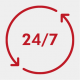 Icon that shows a 24/7 operation