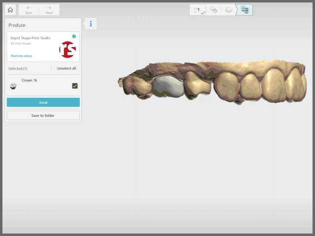 Video that shows the connectivity between 3Shape Unite Studios and Rapid Shape Print Studio and how easy it is to setup dental crows for 3D printing