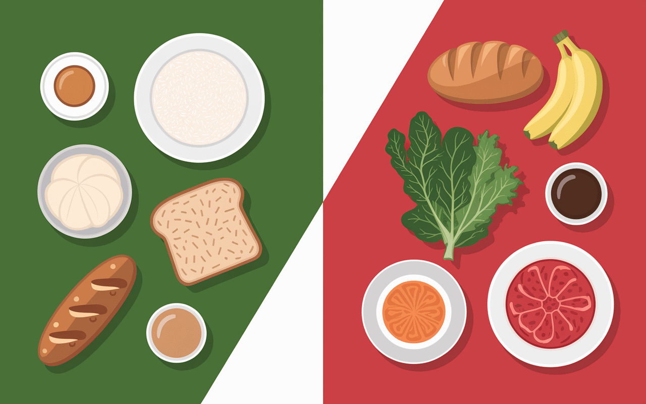 Aliments recommandés et exclus alimentation avant semi marathon