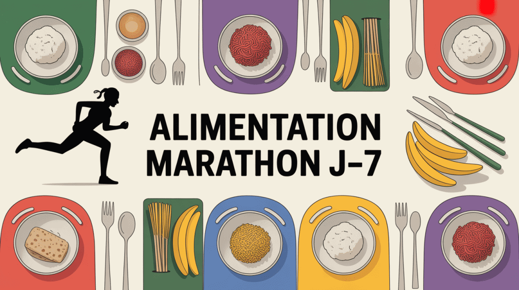 Table de repas variés pour alimentation marathon j-7 menu