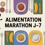 Table de repas variés pour alimentation marathon j-7 menu