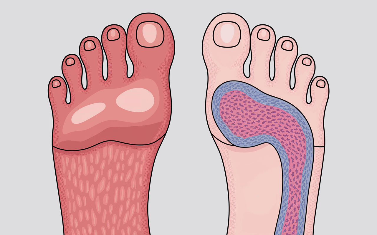 Comparaison d’ongle de pied normal et bleu