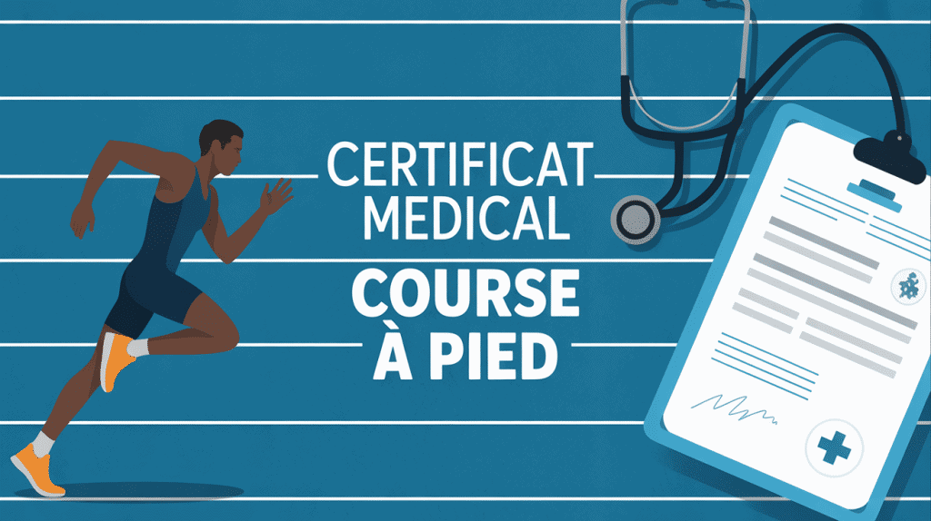 certificat médical course à pied silhouette stéthoscope documents