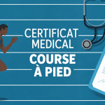certificat médical course à pied silhouette stéthoscope documents