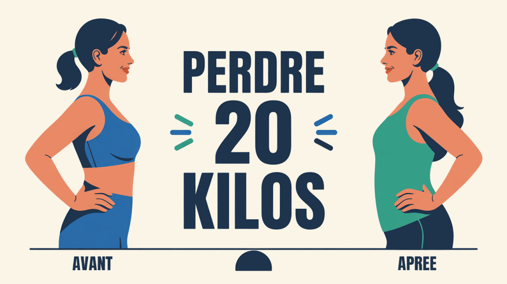 comment perdre 20 kilos illustration avant après balance