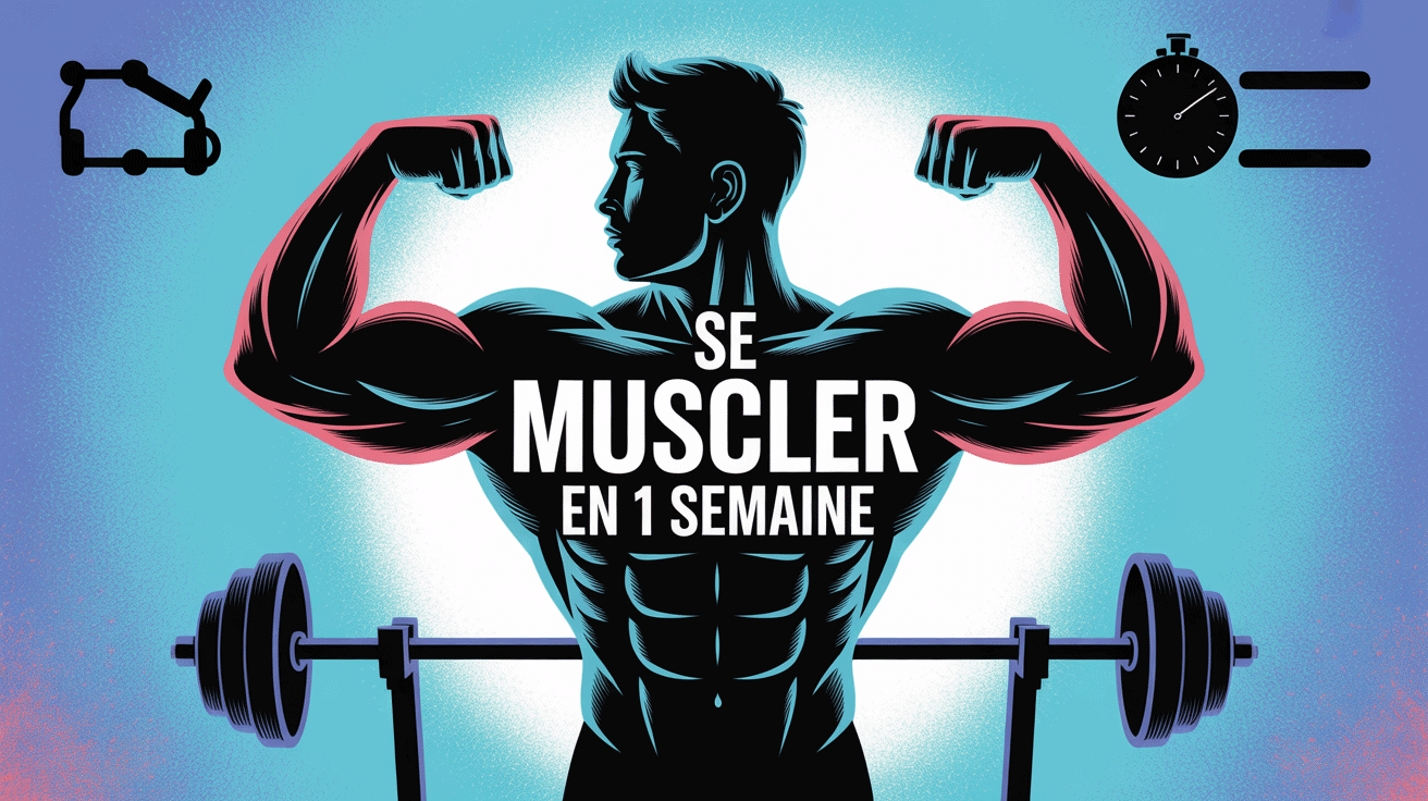 comment se muscler en 1 semaine image silhouette musclée biceps haltères chronomètre