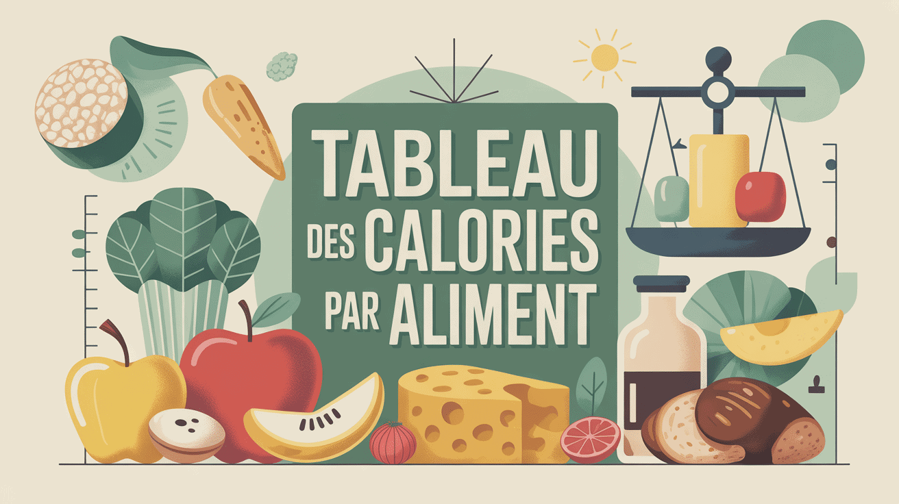 Illustration tableau des calories par aliment guide visuel
