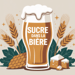 Illustration taux de sucre dans la biere verre central malt houblon levure cristaux