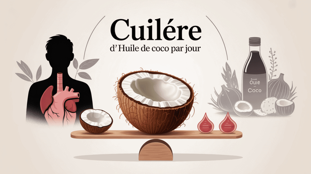 Illustration une cuillere d huile de coco par jour équilibre coeur cholestérol