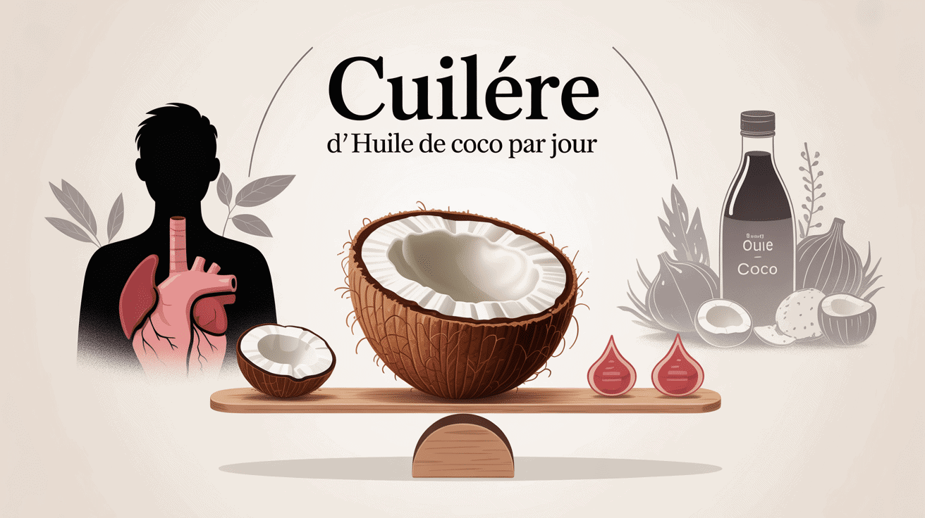 Illustration une cuillere d huile de coco par jour équilibre coeur cholestérol