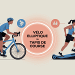 Comparaison velo elliptique ou tapis de course illustration vectorielle