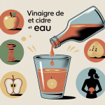 Image vinaigre de cidre et eau bouteille versant dans un verre