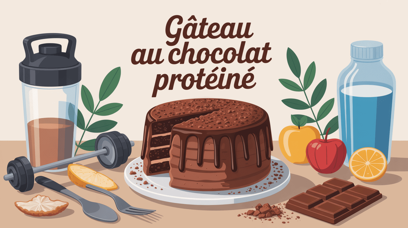 image gateau au chocolat proteine sur table fitness